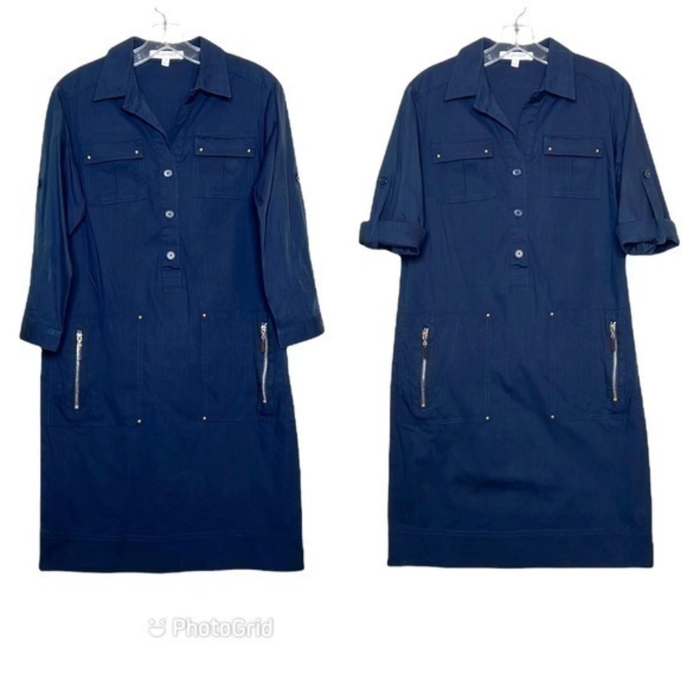 Ellen Tracy Navy Blue Shirt Dress Size 4